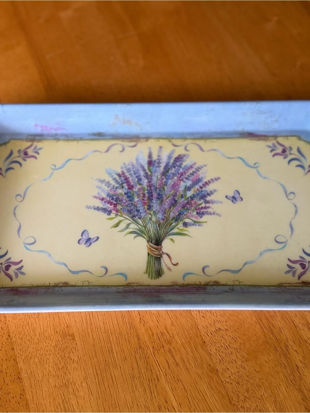 Lavender Bouquet Decorative Serving Tray - Blue and Cream